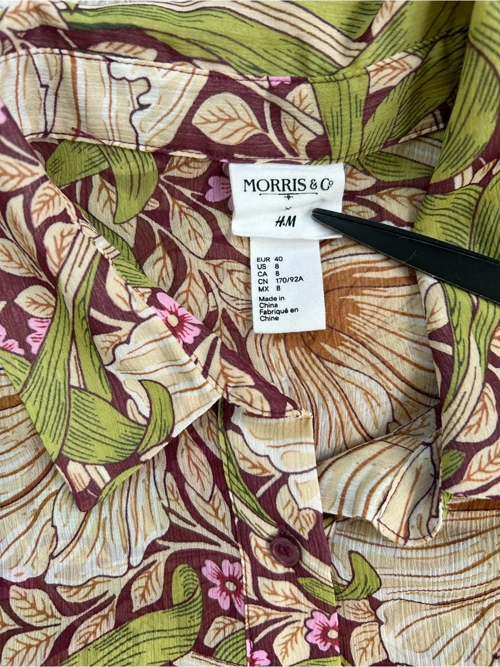 H&M William Morris Women's Floral Button-Up Shirt